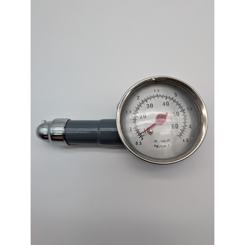 Vintage MotoMeter Germany Tire Pressure Gauge Gray Chrome Porsche VW Mercedes